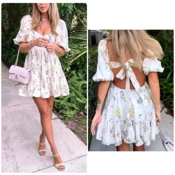 ZIMMERMANN Jeannie Blooming Floral Cut-out Open Back Fit & Flare Mini Dress - Picture 4 of 11